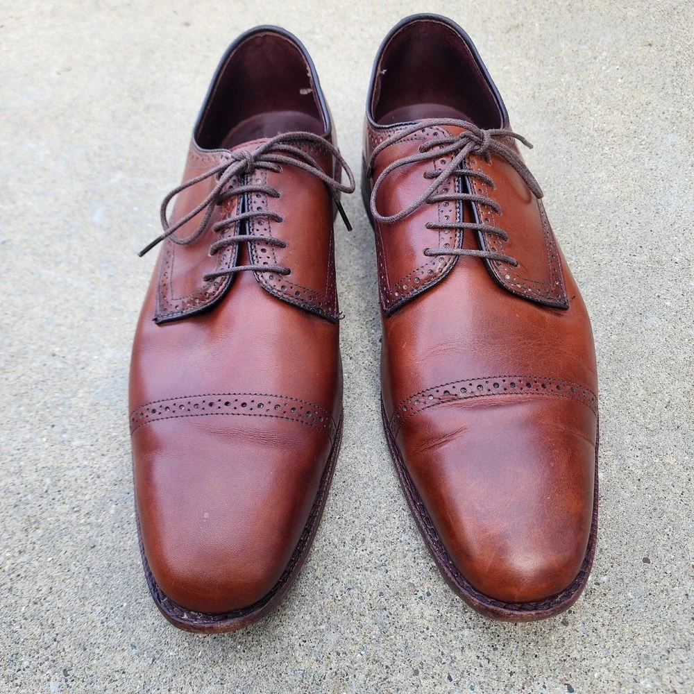ALLEN EDMONDS CLARKSTON - Mens 12 D - Brown Derby Brogue USA Dress Shoes Preppy